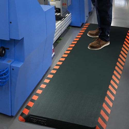 FEATOL Anti Fatigue Mat Industrial, Ergonomic Standing Floor Mat for Work for Stand -Safety Support for Leg & Back Pain(Orange Border, 20 x 39, 2PC)