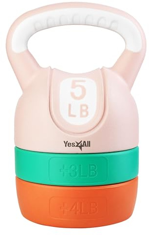 Yes4All Verstellbare Kugelhantel-Gewichte-Set für Frauen, Krafttraining, Kugelhanteln, Workout-Ausrüstung für Zuhause, Fitnessstudio, 5,4 kg – Pastell
