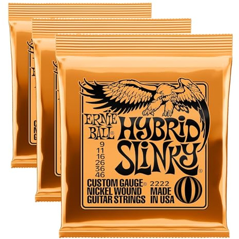 Ernie Ball, Hybrid Slinky Nickel Wound, Corde per chitarra elettrica, diametro 9-46 (Confezione da 3)