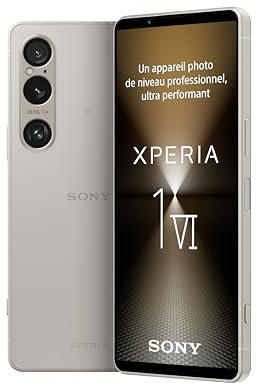 Sony Xperia 1 VI Argent - 6.5 Pouces 19.5:9 FHD+ HDR OLED - Triple Objectif - Android 14 - Débloqué - 12GB RAM - 256GO - Double SIM Hybride, Extension Garantie 12 Mois Offerte [Exclusivité Amazon]