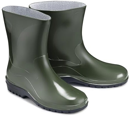 ESTRO Gummistiefel Damen Halbhoch Wasserdicht - Regenschuhe Gummistiefel Halbhoch Damen Regenstiefel Regenstiefeletten K007 (39 EU, Dunkelgrün)