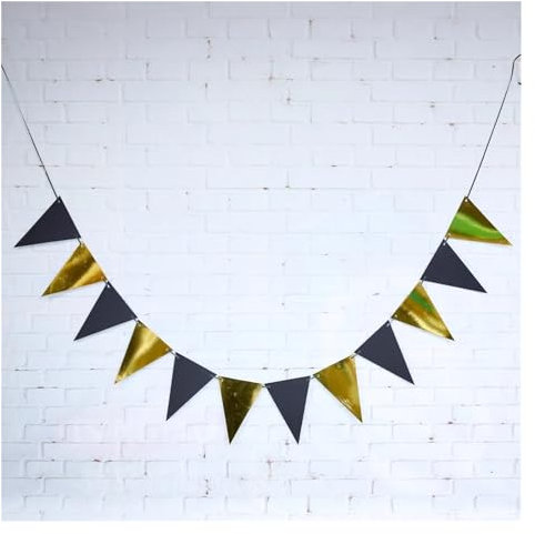 Wimpelkette, 4 m, 12 Flaggen, goldene Wimpel, Weihnachtsgirlande, DIY, Glitzer-Wimpelkette, Papier, Geburtstagsbanner, Event, Party, Hochzeit, Sport, Bienen-Dekoration (Farbe: Cloor-02)