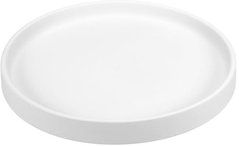 PATIKIL Sottovaso Rotondo in Ceramica 7.7 Pollici Vassoio per Fiori Bianco | Per Interni Esterni Terrazzo Balcone, Sottovaso Per Piante