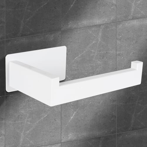JOLY FANG Toilettenpapierhalter ohne Bohren Wandmontage, Klorollenhalter Selbstklebend, Wasserdicht Edelstahl Klopapierhalter, WC Papier Halterung für Badzimmer und Küche, Weiß