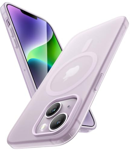 JETech Matte Magnetische Hülle für iPhone 14, Violett | Kompatibel mit MagSafe, Matte Transluzent TPU-Hülle, Anti-Vergilbung, Anti-Fingerabdruck, Stoßschutz