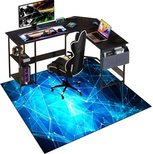 Gaming Bodenschutzmatte für Hartböden 80 x 120 cm Kratzfest Bodenmatte Stuhlunterlage rutschfest Gaming Bürostuhl Stuhlmatten Schreibtischstuhl Unterlage für Parkett, Laminat, Hartböden, Teppiche