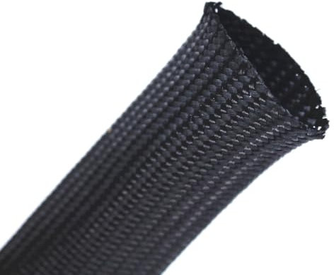 LEFTART Gaine de câble tressée de 10M, for Fil Audio d'alimentation, Haut-Parleur en Coton Noir, Amortisseur spécial, Manchon tressé, Manchons de câble(25mm Flat Size)