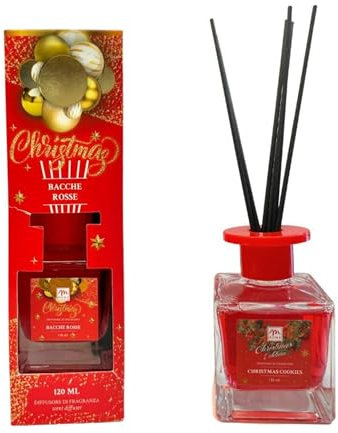 Mercury Home - Raumduft 120 ml - mit ätherischen Ölen, Baumwollstäbchen - für zu Hause - Geschenkidee zu Weihnachten (rote Beeren)