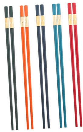 LABRIMP Palillos y Diseño Duradero Japoneses Antideslizantes Reutilizables de Polifenileno y Fibra de Vidrio 5 Pares Resistentes al Calor para Hotel y Familias