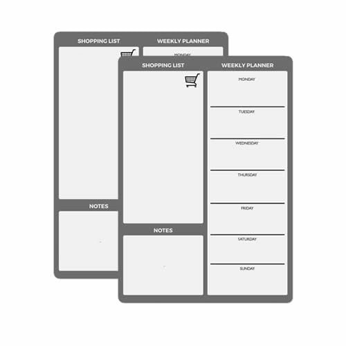 2 Pack A4 Weekly Meal Planner for Fridge - Magnetic Whiteboard Calendar - Shopping List - for Food Prep and Family Planning | Dry Wipe Memo Board for Kitchen | Twin Pack