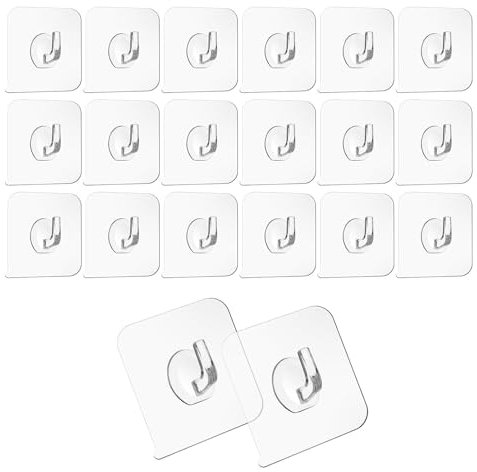 HERKINDNESS Transparente Klebehaken, 20 Stück Selbstklebende Haken Transparent, Haken Selbstklebend Transparent mit Hoher Transparenz, Keine Trace-Installation, für Badezimmer, Schlafzimmer, Küche