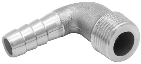 Raccordo a gomito in acciaio inox a 90 gradi per tubo flessibile da 3/8 maschio a 12 mm per acqua, gas e olio