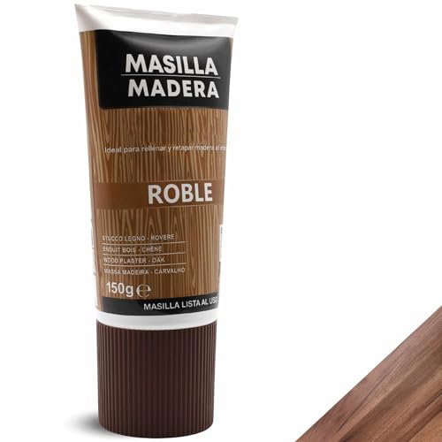 TECHZOCO Masilla Madera Roble, Ideal para rellenar y y reparar madera al interior, Masilla lista al uso, Rellenadora de agujeros, Formato en tubo, Color Roble, Contiene 150 gramos