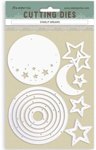 Stamperia - Cutting Dies for Scrapbooking, Albums, Card Making, Bullet Journalling and More, Create Decorations with Natural Elements, Perfect for Crafts and Gifting (A5) (Timeless, Starlit Dreams)