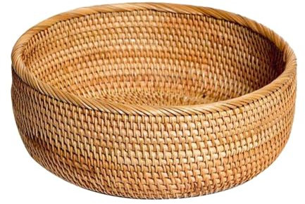 Frutero Redondo de ratán - Cestas para Pan, cestas para Servir Frutas, Cuenco de Mimbre, frutero de ratán, Cuenco de ratán, frutero de ratán