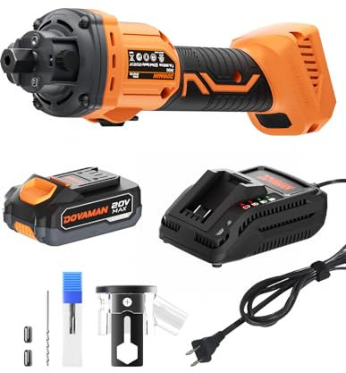 DOVAMAN DCT01A Fraiseuse pour Plaques de Plâtre 20V, Aspiration des Poussières à 98%, Moteur Brushless, 30 000RPM, Changement de Fraise Sans Outil, Profondeur Réglable, LED, avec Sac et Batterie