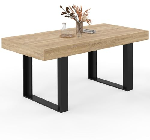 IDMarket - Mesa de comedor rectangular extensible PHOENIX 4-6 personas, madera y negro 120-160 cm
