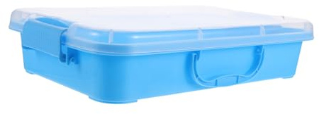 Toddmomy Space Sandbox for Medium Transparent Blue Indoor Sand Box with Storage Box and Molds Safe Plastic Materials for Creative Play and Kindergarten