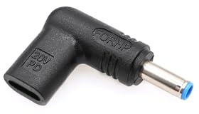 JZK USB Typ C Buchse auf Stecker DC 4,5 x 3,0 mm Adapter für HP Laptop, 20 V PD Ladekonverterstecker, rechtwinkliger USB C Stecker auf 4,5 mm x 3,0 mm DC Hohlsteckeradapter