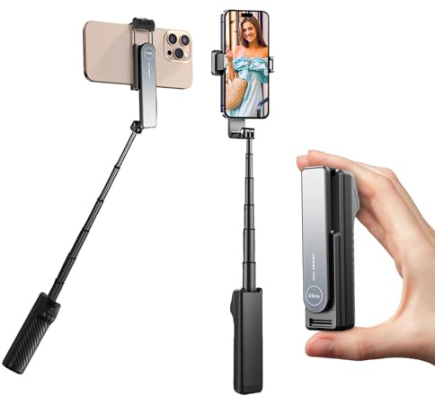 Jemey Ultra-Mini-Selfie-Stick, Erweiterbares Tragbarer Selfie-Sticks für 4-7 iPhone/Android-Handy mit Kabelloser Fernbedienung, Selfie-Stick im Taschenformat für Inhaltserstellung/Vlog/Reisen/Filmen