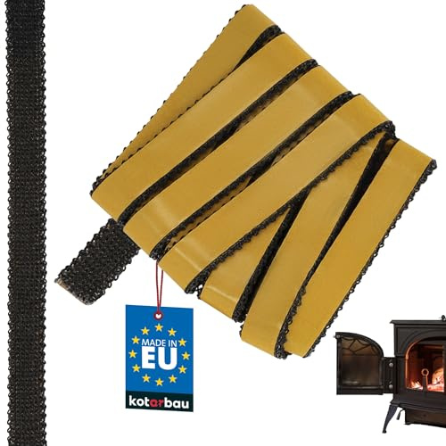 KOTARBAU® Cinta Chimenea Alta Temperatura - Fibra De Vidrio - 20 x 3,5mm - Negro - Junta Cristal Chimenea - 2.5 m - Cinta Ignifuga para Chimeneas - Resistente Al Calor - Junta Puerta Estufa de Pellets