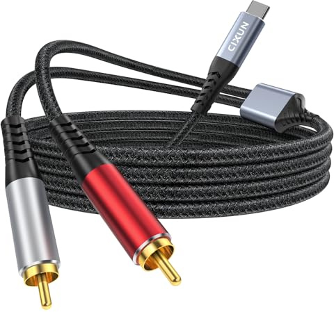 CIXUN USB C to RCA Stereo Audio Cable Type C 2 RCA Jack Y-Splitter Cord,2M | Hi‑Fi 32bit/384kHz DAC chip, Nylon Braided,USB Type C to Phono Cable Compatible with iPhone,Tablet, DVD, Amplifier, Speaker
