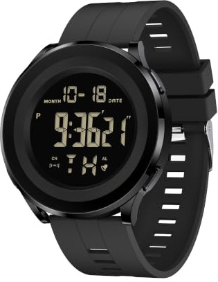 BASUMIU Montre numérique de sport militaire pour homme, étanche, pas cher, tactique, montre numérique pour homme, A-noir, Sports