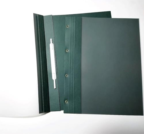 Kraftvoll Präsentationsmappen DIN A4, 4-Loch-Abheftung, 100 Blatt Kapazität, Lederoptik, Grün, 100 Stück