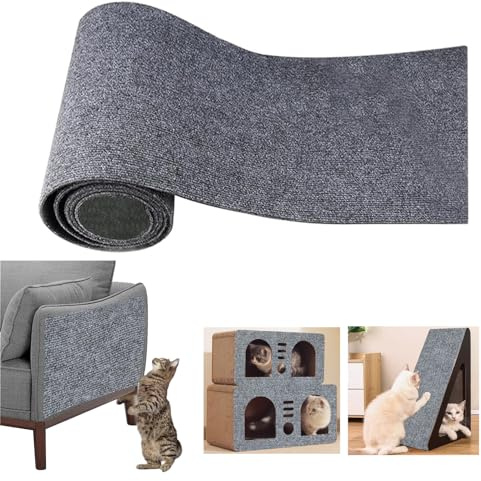 300cmx40cm Selbstklebend Kratzmatte, DIY Kratzbrett, Kratzschutz Sofa, Katzenkratzmatte, AntiKratz Tape für Katzenständer, Holzgriff, Katzenturm