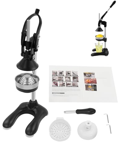 BRRIDE Manuelle Saftpresse aus Edelstahl, Hebel Zitruspresse Fruchtsaftpresse mit 2 Arten Pressformen, professionelle Handpresse Saftpresse für Granatäpfel und Zitrusfrüchte (Schwarz)