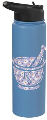 RX - Pestle and Mortar Pharmacist Apothecary Pharmaceutical Stainless Steel Insulated Water Bottle