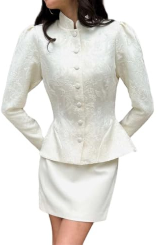 GFZMF Dam blazer stående krage asymmetrisk design vintage höst kontor elegant, mellanlängd, långärmad, normal passform, enkelbröst, 6 färger