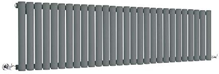 Milano Aruba Anthracite Horizontal Single Oval Panel Radiator - 400mm x 1652mm