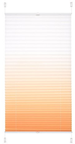 JalousieCrew Klemmfix Plissee mit Farbverlauf Farbe orange - Breite 40 bis 120 cm, Länge 130 cm und 210 cm - Klemm - Rollo ohne zu Bohren (110 x 130 cm)