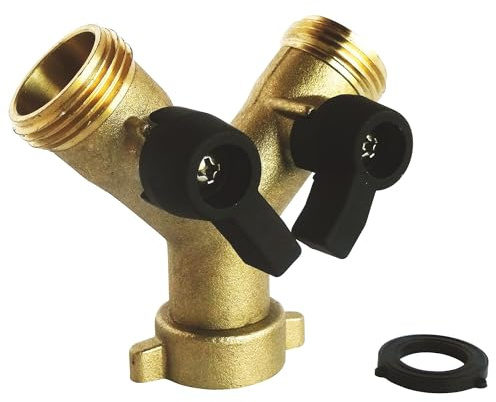 SOMATHERM FOR YOU, Raccord laiton 2 voies en Y avec vannes 1/4 tour MF 20/27 pour alimentation de 2 appareils sanitaires, robuste et compatible avec lave-linge et lave-vaisselle | Pour alimentation de 2 appareils sanitaires, robuste et compatible avec lave-linge et lave-vaisselle