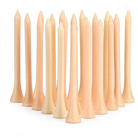 FINGER TEN Golf Tees Holz Tee 70 mm und 83 mm Wert Set 100 Count Professional Natürliches Hartholz Farbe Blau Weiß Rot Natürlich (Natürliches Holz, 100mm（4 Zoll）)