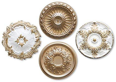MARBET DESIGN Stuckrosette aus EPS Styropor - Deckenrosette gold, Zierelement, Stuck (R-15 gold, Ø 34cm) Wanddekoobjekt Innendekoration Dekor rund