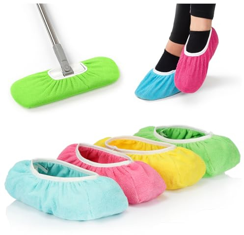 com-four® 4X Housses de vadrouille en 4 Couleurs - Housses de Rechange absorbantes en Microfibre pour Le Nettoyage des sols humides et secs, lavables jusqu'à 60 °C (4 pièces - Couleurs Vives)