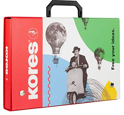 Kores Barnuppsättning, färg- och kreativitetsfodral med 8 produkter för konst och hantverk, presentask för barn, återanvändbar bärväska