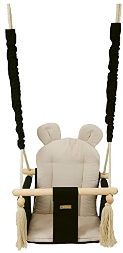 Kinderschaukel Babyschaukel Indoor-Schaukel Hängeschaukel Sitzschaukel Hängesitz (Muster: schwarz, cremefarben)