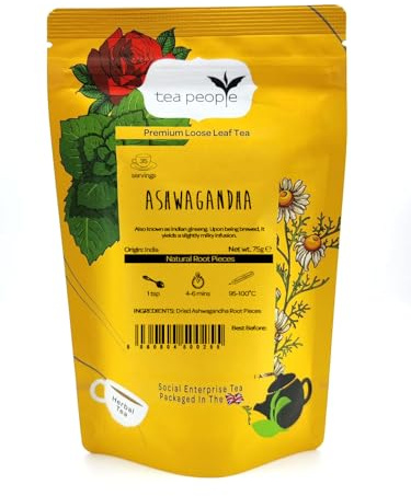 Tea People Ashwagandha – 75g Retail Pack (35 cups) – Caffeine Free Herbal Tea – Ayurvedic Adaptogen – Stress Relief & Relaxation – 100% Natural