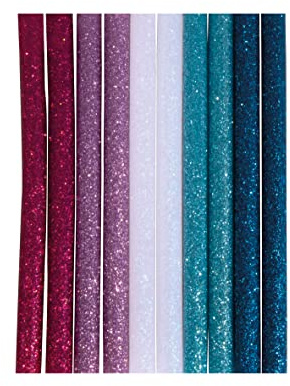 Rayher Heißklebesticks Glitter, für Mini-Heißklebepistole (Niedrigtemperatur), 10 Stück, Länge 10 cm, 7 mm ø, Klebesticks Regenbogenfarben Mix mit Glittereffekt, 33496990