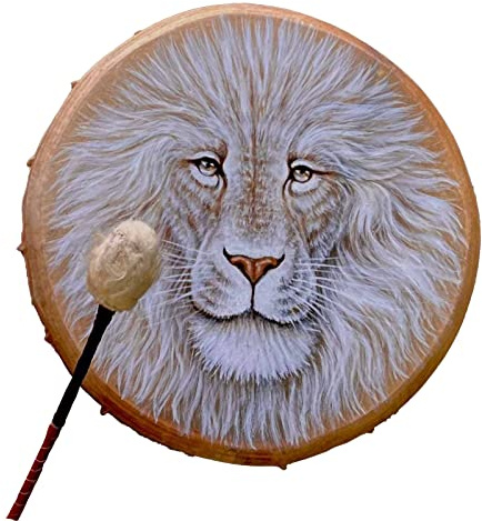 LIBOOI Tamburo sciamanico con albero della vita, motivo a forma di tamburo sciamanico fatto a mano con bacchette per gli amanti della musica