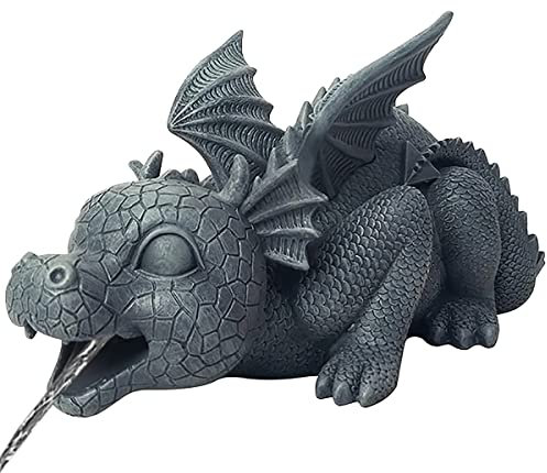 Garden Dragon Statue Resin Spouting Dragon Fountain Water Feature Sculpture Outdoor Decoration Fountain Ornaments Accessories for Pond Yard Courtyard
