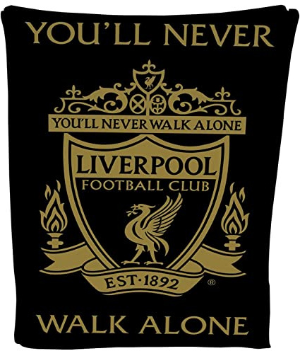 Todd Linens Fleecedecke mit Liverpool-Fußballwappen, weich, LFC, warm, Sofa, Reisedecke, Geschenk für Herren, Kinder, Teenager, 100 x 150 cm, Schwarz