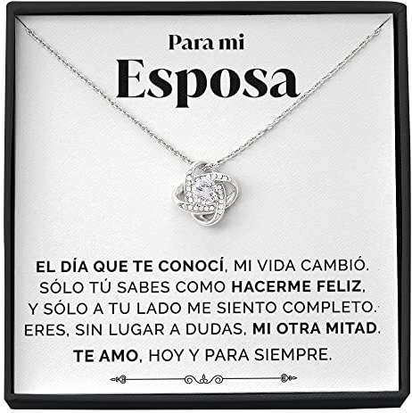 SOFIA FERRER regalos para tu novia originales, regalo aniversario pareja, collar cumpleaños mujer, colgante plata esposa, romántico, navidad, san valentín, bodas, enamorados (Blanco - Esposa)