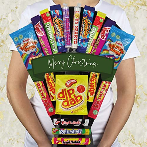 The Retro Sweets Bouquet With Dip Dab, Black Jack, Fruit Salad & More - Merry Christmas