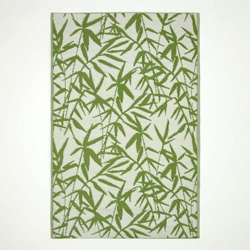 Homescapes Tappeto da esterno resistente alle intemperie, tappeto da giardino Zena verde in polipropilene riciclato, utilizzabile su entrambi i lati, motivo floreale, per balcone, terrazza, giardino