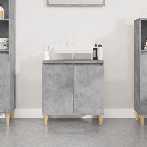 LAPOOH Meuble d'évier Gris béton 58x33x60 cm Bois d'ingénierie,Vasque À Poser Salle De Bain,Lavabo Salle De Bain