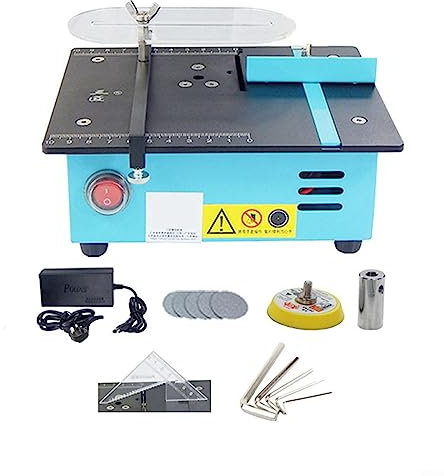 Mini Table Saw, 96W Blue Table Saw Generation 2 Premium Liftable Multifunctional Metal Cutting Saws for DIY Handmade Wooden Model Crafts (UK)